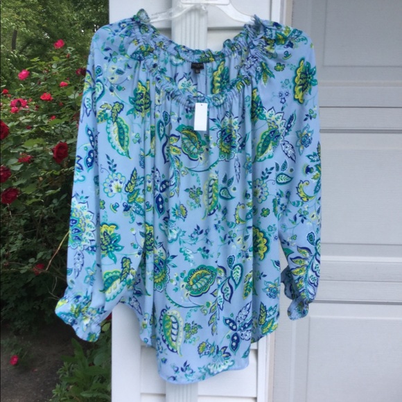 NWT Talbots Blue Peasant Style Multicolored Floral - Picture 5 of 5